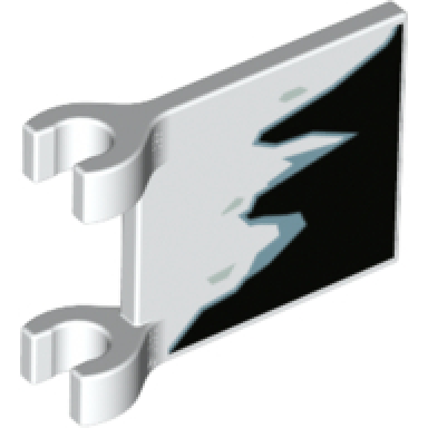 white flag 2 x 2 square with black with sand blue edge tattered pattern on both sides