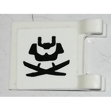 white flag 2 x 2 square with visor chin guard and two katanas pattern on both sides stickers - set 70665