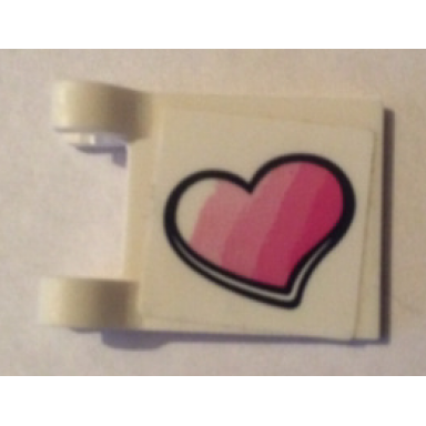 white flag 2 x 2 square with striped pink heart pattern sticker - set 41333