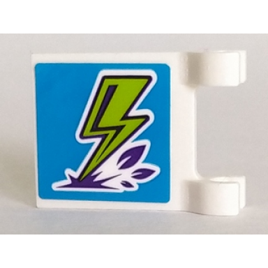 white flag 2 x 2 square with lime lightning bolt on blue background pattern sticker - sets 41327 41335