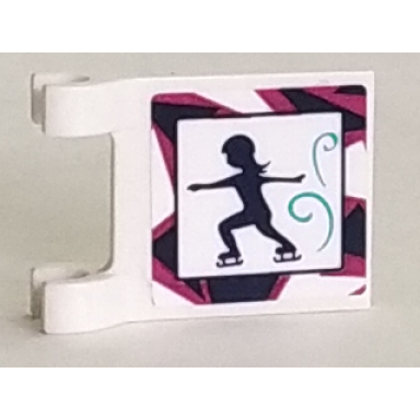 white flag 2 x 2 square with female figure skater pattern sticker - set 41322