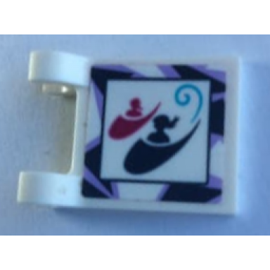 white flag 2 x 2 square with 2 girls in sleighs with dark blue and medium lavender border pattern sticker - set 41319