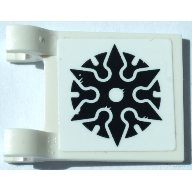 white flag 2 x 2 square with black shuriken throwing star pattern on both sides stickers - set 70672