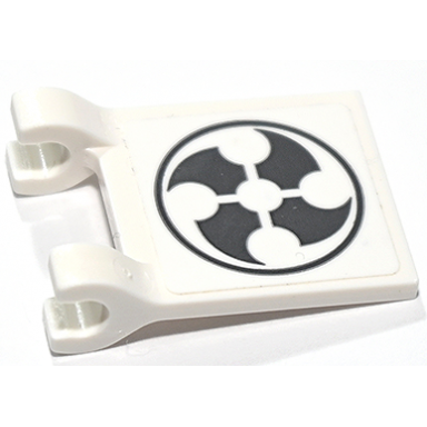 white flag 2 x 2 square with dark bluish gray shuriken throwing star in circle pattern sticker - set 71719