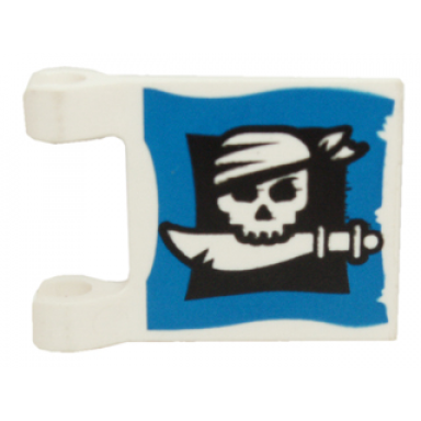 white flag 2 x 2 square with skull and cutlass pattern
