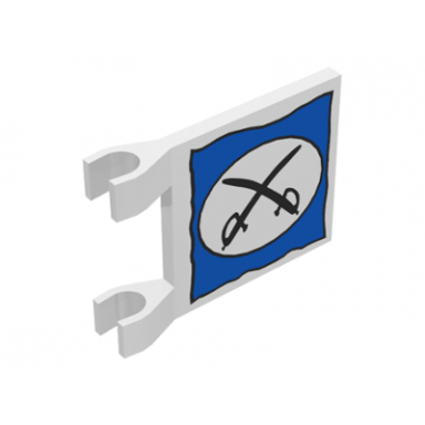white flag 2 x 2 square with oval and two crossed cutlasses pattern
