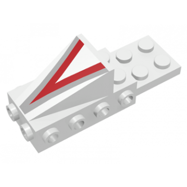 white cockpit space nose with red and silver v pattern