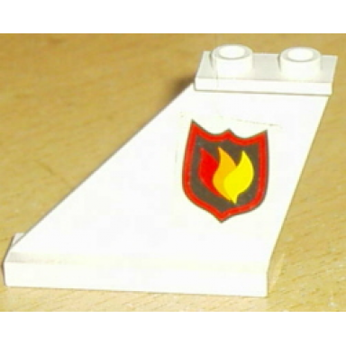 white tail 4 x 1 x 3 with fire logo badge pattern on left side sticker - sets 7043 7046