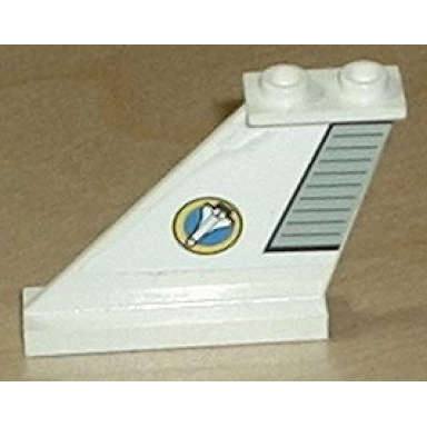 white tail 4 x 1 x 3 with light gray flap and space shuttle logo pattern on left side sticker - set 6465