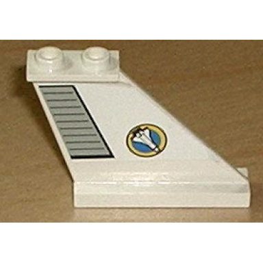 white tail 4 x 1 x 3 with light gray flap and space shuttle logo pattern on right side sticker - set 6465