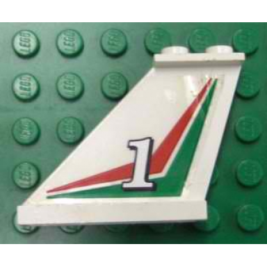 tail 4 x 1 x 3 with white number 1 on red and green chevrons pattern on left side sticker - set 6543