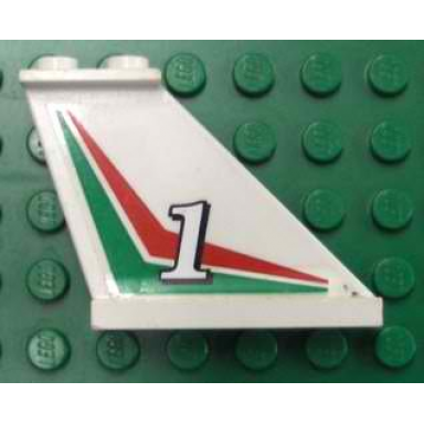 white tail 4 x 1 x 3 with white number 1 on red and green chevrons pattern on right side sticker - set 6543