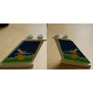 tail 4 x 1 x 3 with white airplane over sun and clouds pattern on both sides stickers - set 1818