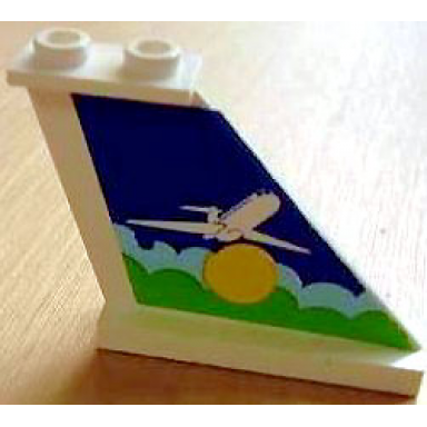 tail 4 x 1 x 3 with white airplane over sun and clouds pattern on right side sticker - set 1818