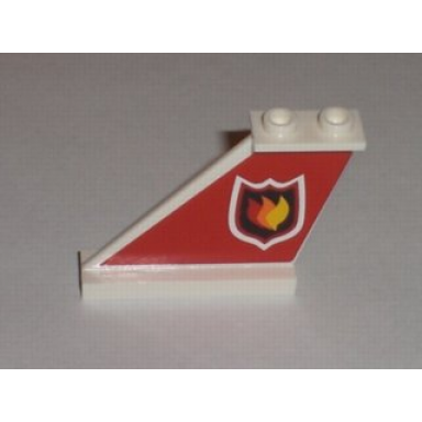 white tail 4 x 1 x 3 with fire logo badge on red background pattern on left side sticker - set 7206