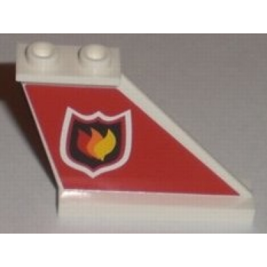 white tail 4 x 1 x 3 with fire logo badge on red background pattern on right side sticker - set 7206