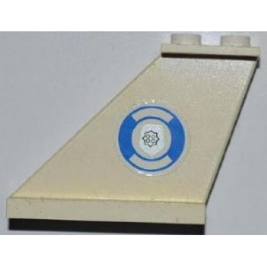 white tail 4 x 1 x 3 with blue and white life preserver and silver police badge pattern on left side sticker - sets 7287 7899
