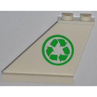 white tail 4 x 1 x 3 with recycling arrows on left side pattern sticker - set 4432