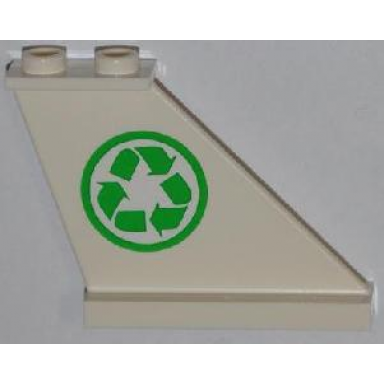white tail 4 x 1 x 3 with recycling arrows on right side pattern sticker - set 4432