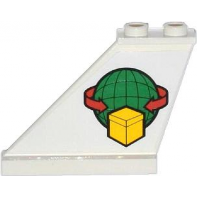 white tail 4 x 1 x 3 with box and arrows and globe pattern on left side sticker - set 60021