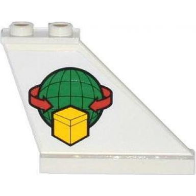 white tail 4 x 1 x 3 with box and arrows and globe pattern on right side sticker - set 60021