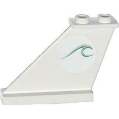 white tail 4 x 1 x 3 with green and silver wave pattern on left side sticker - set 60014