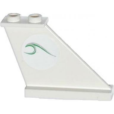 white tail 4 x 1 x 3 with green and silver wave pattern on right side sticker - set 60014