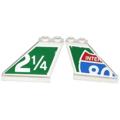 white tail 4 x 1 x 3 with truncated interstate 80 sign pattern on right and 2 1 4 on green background pattern on left side stickers - set 79120
