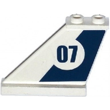 white tail 4 x 1 x 3 with dark blue stripe and 07 in white circle pattern on left side sticker - set 60069