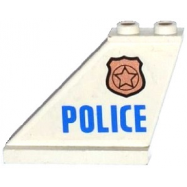 white tail 4 x 1 x 3 with police copper star badge and blue police pattern on left side sticker - set 60130