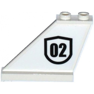 white tail 4 x 1 x 3 with black 02 badge outlined pattern on left side sticker - set 60129