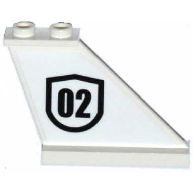 white tail 4 x 1 x 3 with black 02 badge outlined pattern on right side sticker - set 60129