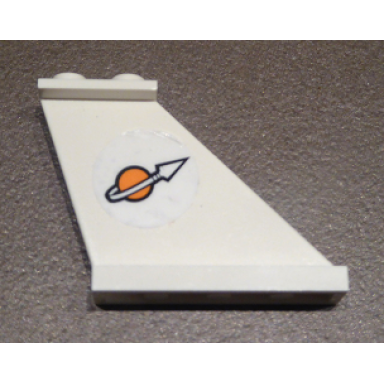 white tail 4 x 1 x 3 with modified classic space logo pattern on right side sticker - set 7644