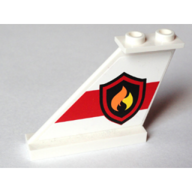 white tail 4 x 1 x 3 with fire logo badge on red stripe pattern model left side sticker - set 60005