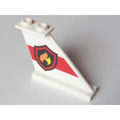 white tail 4 x 1 x 3 with fire logo badge on red stripe pattern model right side sticker - set 60005