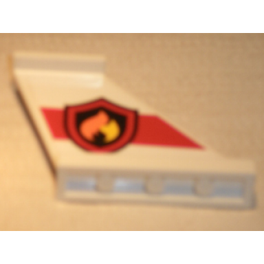 white tail 4 x 1 x 3 with fire logo badge on red stripe pattern on both sides stickers - set 60010