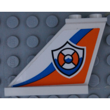 white tail 4 x 1 x 3 with coast guard logo on orange and blue curved stripes pattern model left side sticker - set 60164