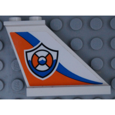 white tail 4 x 1 x 3 with coast guard logo on orange and blue curved stripes pattern model right side sticker - set 60164