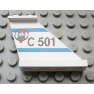 white tail 4 x 1 x 3 with c 501 and coast guard logo over triangle pattern on right side