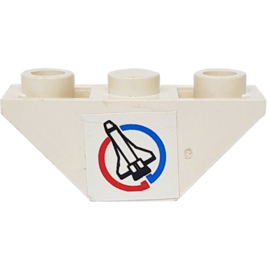 slope inverted 45 3 x 1 double with space shuttle in blue and red circle launch command logo pattern left sticker - set 6336