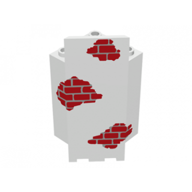 white panel 3 x 3 x 6 corner wall with red bricks scattered pattern