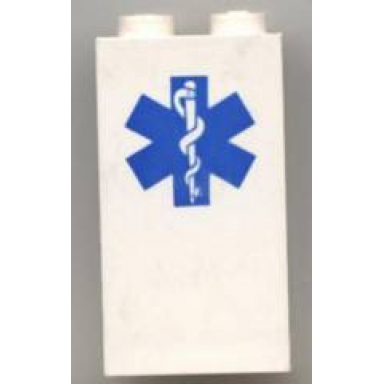 white panel 1 x 2 x 3 - solid studs with emt star of life pattern