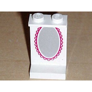white panel 1 x 2 x 3 - solid studs with oval mirror pattern on inside sticker - set 6410