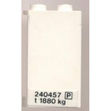 white panel 1 x 2 x 3 - solid studs with 240457 p t 1880 kg pattern sticker - set 6542