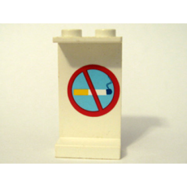 white panel 1 x 2 x 3 - solid studs with no smoking pattern on inside sticker - set 1808