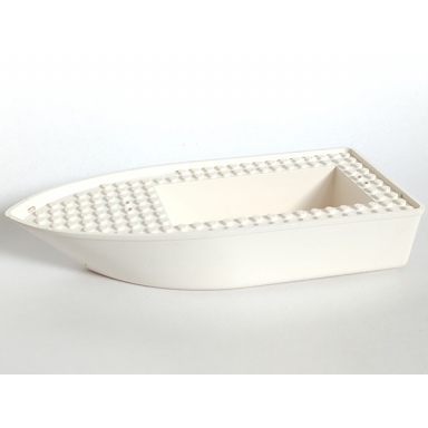 white boat hull unitary 25 x 10 x 4 1 3 floating with white deck