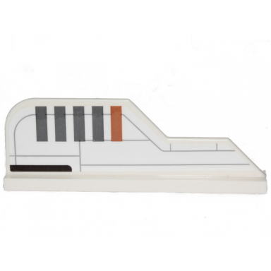 white tail 8 x 1 with stepped fin with dark bluish gray lines and stripes and medium nougat stripe pattern model left side sticker - set 75248