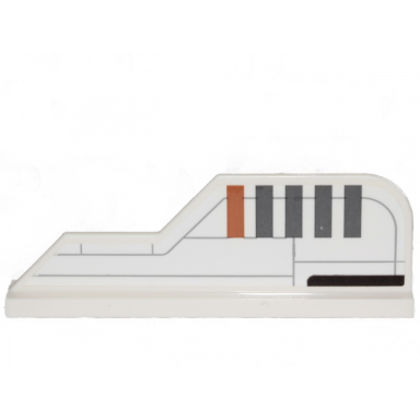 white tail 8 x 1 with stepped fin with dark bluish gray lines and stripes and medium nougat stripe pattern model right side sticker - set 75248