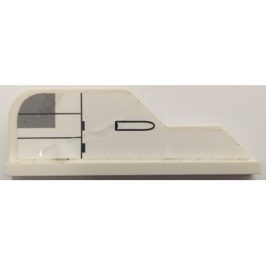 white tail 8 x 1 with stepped fin with light bluish gray corner and black lines and missile launcher pattern sticker - set 75175