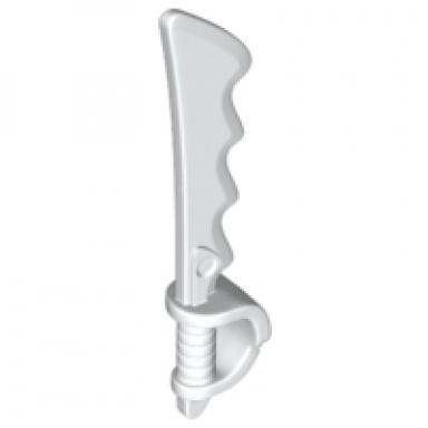 white minifigure weapon sword cutlass serrated with skull hand guard